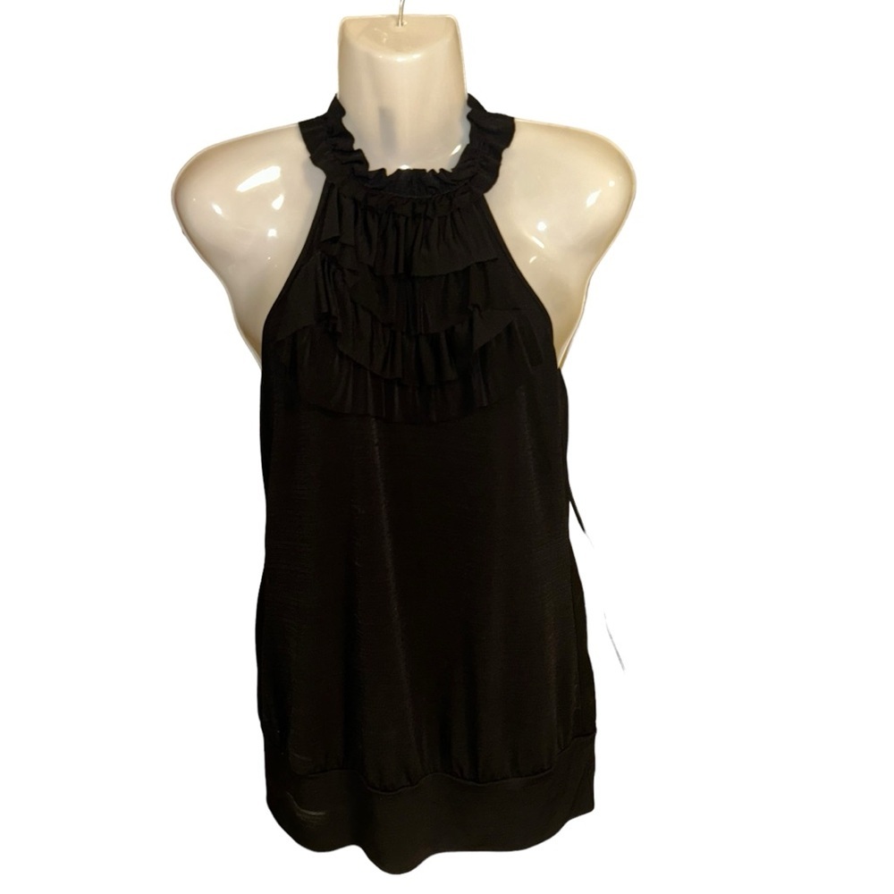 HeartSoul Black Ruffles Large Top Blouse Sleeveless - Picture 2 of 8